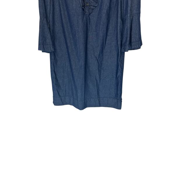Draper James Dress Bell Sleeve Button Front Denim Chambray Ruffle Shift Size 6 - Picture 5 of 12